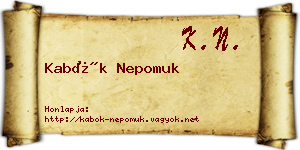Kabók Nepomuk névjegykártya